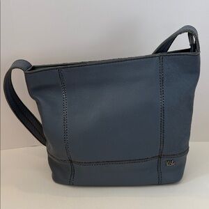 The Sak 100% Leather Blue Crossbody‎ Shoulder Bag Zip Top Pockets